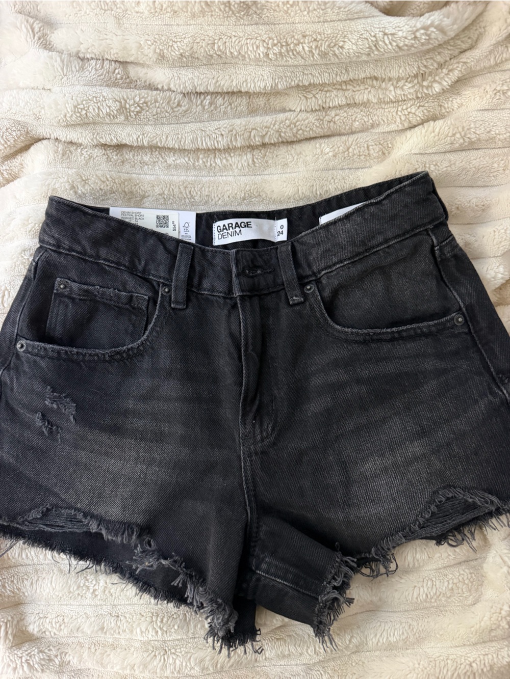 Garage Black Frayed High-Rise Distressed Jeans